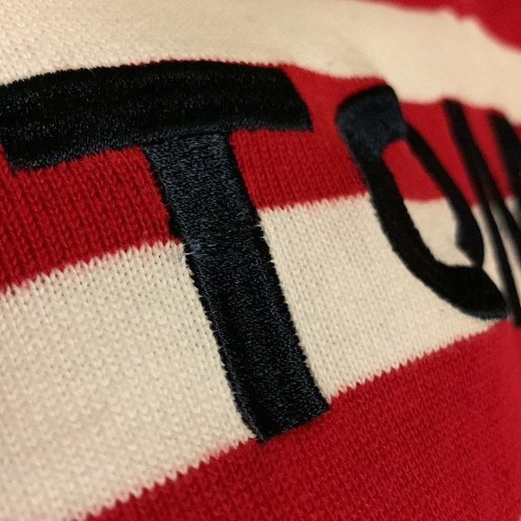 Tommy Hilfiger red white Striped v neck pullover sweater tunic S - Picture 13 of 14